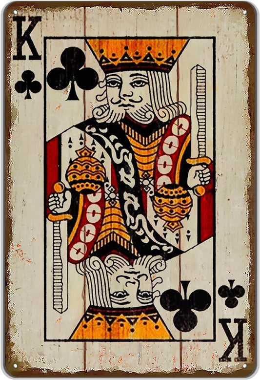 Vintage Poker Wall Decor Metal Sign Retro tin Sign Wall Decorative Signs for Man Cave Home Cafe Pub bar Shop 12x8 Inch Club King by TREEPERI