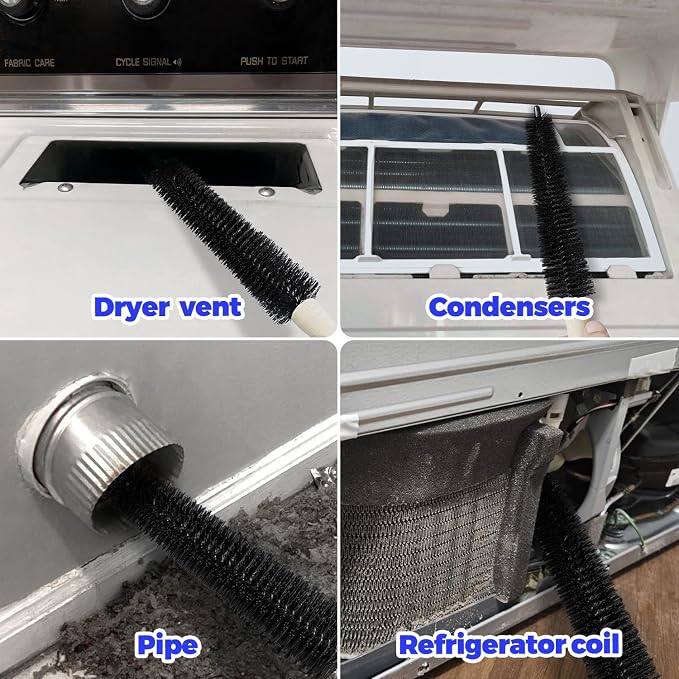 Holikme 3 Pieces Dryer Vent Cleaner Kit - Lint Removal Cleaning Tool, Dryer Vent Trap Vacuum Brush, Long Flexible Refrigerator Coil Brush,Crevice Gap Cleaning Tool Brush - Image 6