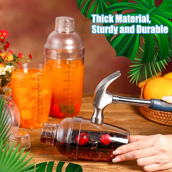 Lallisa 12 Pcs Plastic Cocktail Shaker Drink Mixer with Scales and Strainer Top Clear Shaker Cup with Measurement Plastic Mixing Tool for Tea Coffee Bubble Tea Milk(350cc/ 12 oz and 700 Cc/ 24 oz)