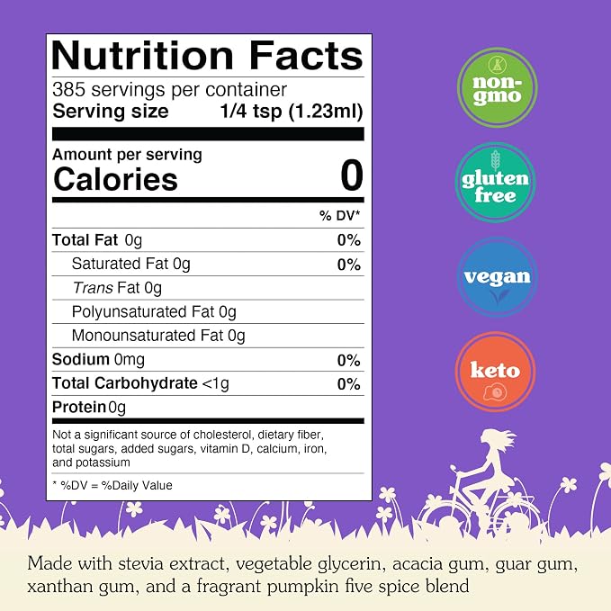 NuNaturals Stevia Syrup, Sugar-Free Sweetener, Plant-Based Sugar Substitute, Zero Calorie, Pumpkin Spice, 16 oz - Image 2