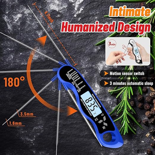Stocking Stuffers for Men Women Adults: Meat Thermometer, IP67 Waterproof Digital Meat Thermometer with Backlight, Hold Function & Magnet for Grill, BBQ, Candy, Beef,Turkey