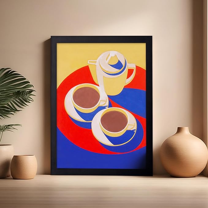 Poster Master Vintage Food & Drink Poster - Retro Colorful Coffee Print - Café Wall Art - Gift for Barista, Coffee Lovers, Café Owner - Decor for Dining Room, Kitchen, 16x20 Black Framed