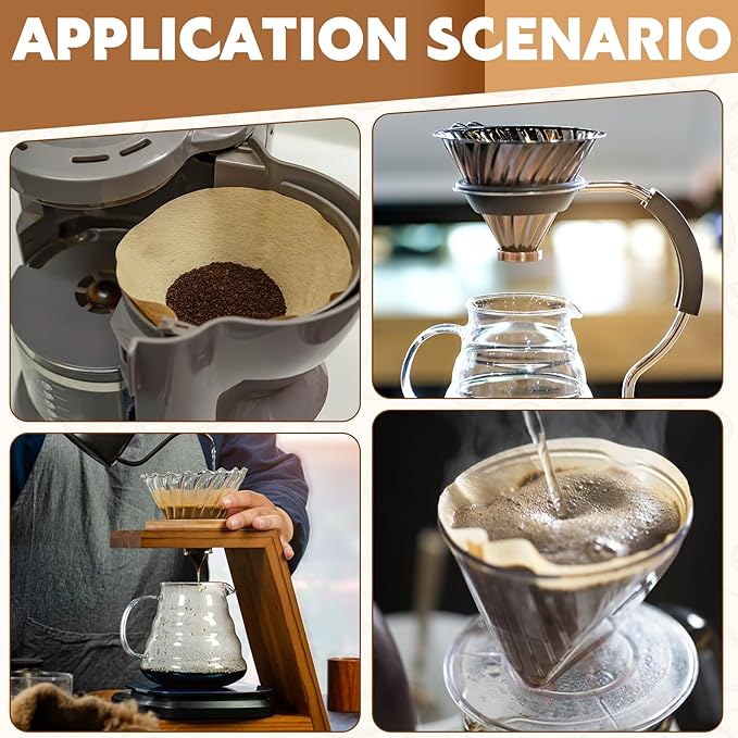 200 Count Coffee Filters, Coffee Filters #1 Disposable, Natural Unbleached #1 Paper Filter for Pour Over and Drip Coffee Maker, Suitable for Home Coffee Shop (1-2 Cup)