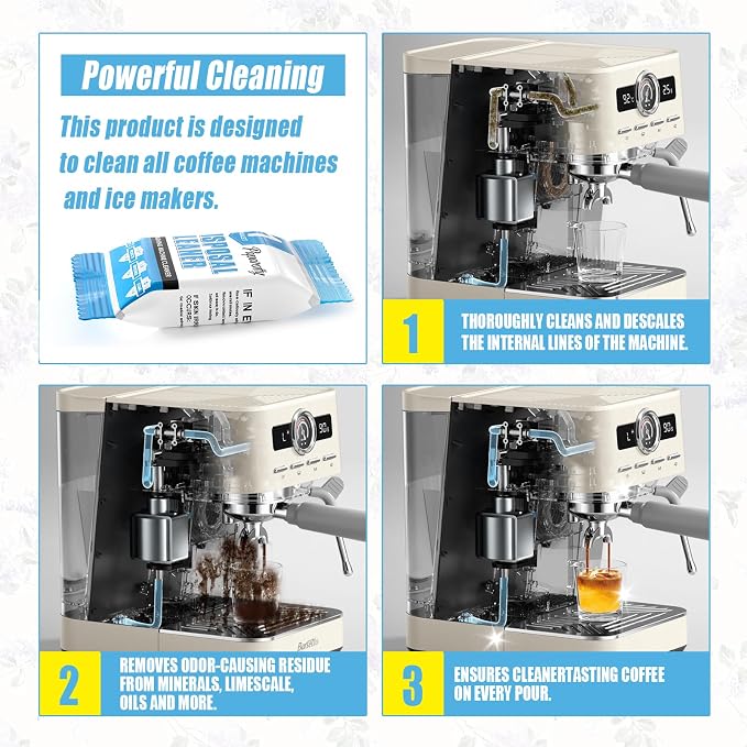 Coffee Machine Cleaner & Descaler Tablets, 2 in 1 Ice Maker Cleaner Tablets, Removes Limescale, Odor & Residue, Deep Clean for Espresso Machines, Coffee Makers & Ice Machines - Image 4