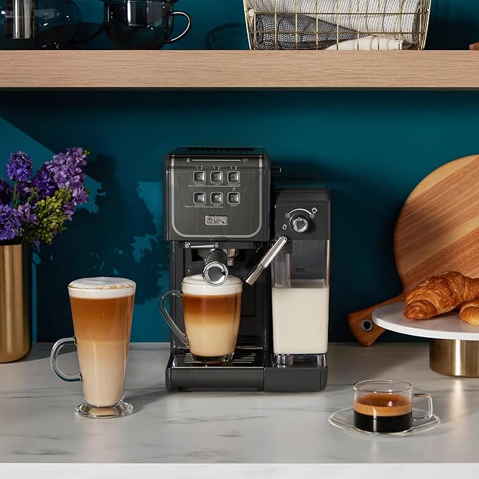 Mr. Coffee One-Touch CoffeeHouse+ Espresso, Cappuccino, and Latte Maker Home Coffee Machine with 19-Bar Italian Pump, and Milk Frother Ideal for Latte, Espresso, and Coffee Lovers
