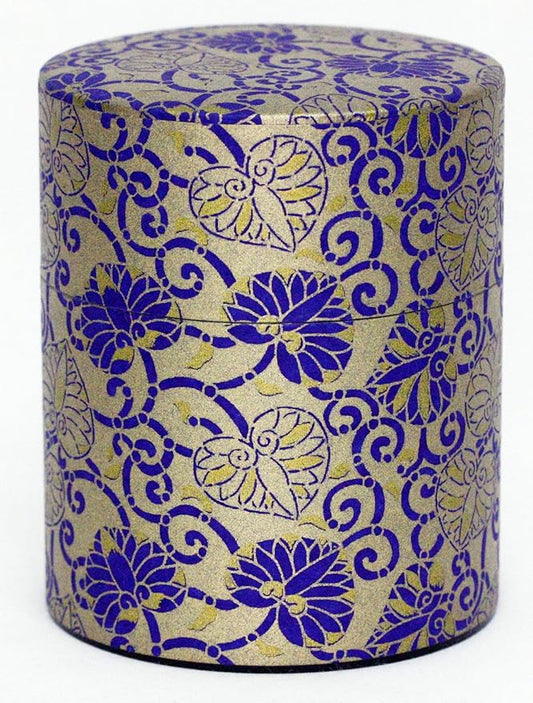 KOTODO Washi Paper Tea Tin Canister: Wide 7oz (200g) Burgundy Hearts (#122), Japan