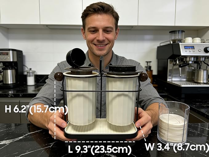 Plastic-iron hybrid Organizer Stand for AeroPress original/Clear, Coffee Bar Station compact Storage Solution Fits AeroPress , Coffee Caddy Holder for Coffee Maker and Accessories