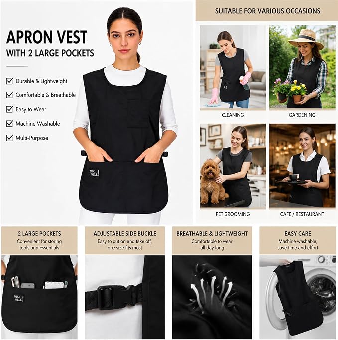 Waterproof Unisex Cobbler Apron with 4 Pockets Vest Style Ultralight Chef Waiter Work Overalls - Image 2