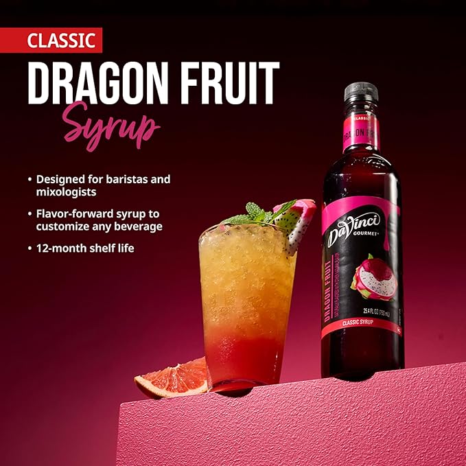 DaVinci Gourmet Dragon Fruit Syrup, 25.4 Fluid Ounces (Pack of 1)