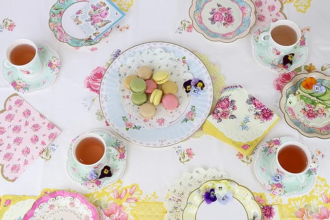 Talking Tables Tea Party Floral Napkins | Truly Scrumptious | Also Great For Birthday Party, Baby Shower, Wedding And Anniversary | Paper, 30 Pack