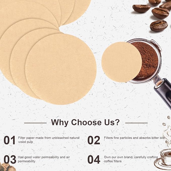 400 Pcs Replacement Coffee Filter Paper, 2.5in Unbleached Natural Round Coffee Filter Coffee Accessories Compatible with Aeropress Coffee Makers