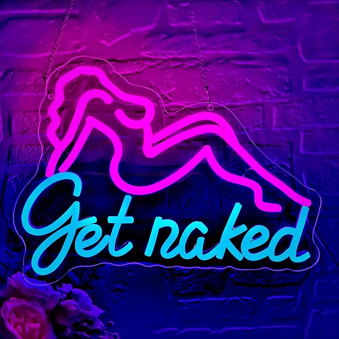 Get Naked Neon Sign for Wall Decor Pink Lady Body Neon Light Pretty Ladies Light Up Sign Pink Lights for Girls Room Bar Pub Party Birthday Preppy Wall Decor Aesthetic Size 13.8 * 10.3in（GLND348）