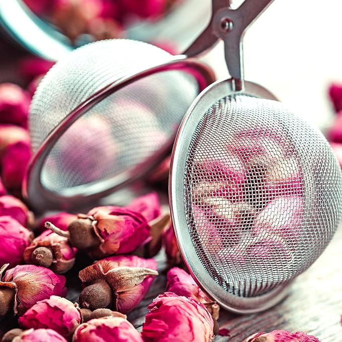 HIC Kitchen Snap Mesh Ball Tea Infuser, 18/8 Stainless Steel, For Loose Leaf Tea and Mulling Spices