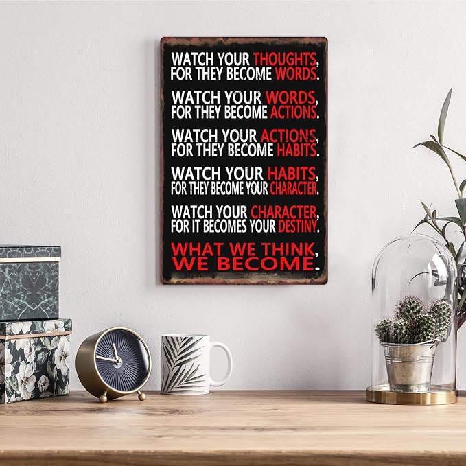 Sanwarm Watch Your Thoughts Motivational Classroom Metal Sign Inspiring Poster Tin Signs For Office Living Room Home Decorations Artwork School Study Room Art Wall Decor Hangings 12 X 8 Inch - Image 5