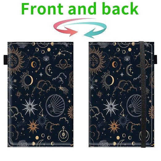 Server Books for Waitress, 5x9 Inch Waitstaff Server Order Pads, 11 Large Pockets, Cute PU Leather Waitress Book Server Wallet with Elastic Band Fit Server Apron,Sun and Moon - Image 2