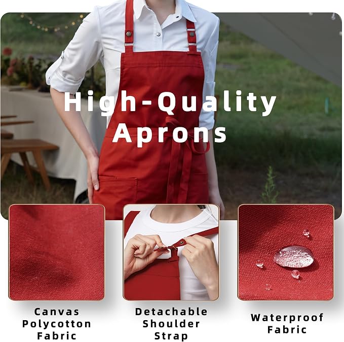 Chef Men Canvas Waterproof Apron Pocket 4251GB | Polyester Cotton Canvas Apron for BBQ Grilling Kitchen Cooking, Adjustable Neck, Durable & Comfortable - Image 3