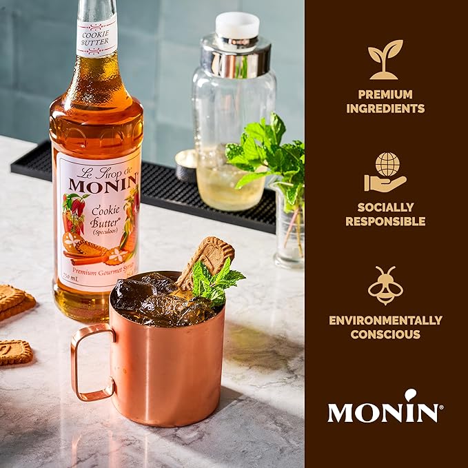 Monin - Cookie Butter Syrup, Great for Coffees, Lattes, and Mochas, Gluten-Free, Vegan, Non-GMO (750 ml)