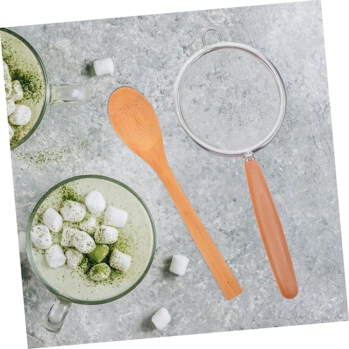 1Set Traditional Matcha Tool Kit Reusable Whisk Tea Scoop Spoon Fine Mesh Strainer for Home Milk Tea Shops for Smooth Matcha Juice Preparation