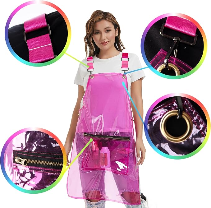 Hair Stylist Apron with pocket - Waterproof Transparent Salon Apron,One-Size-Fits-Most, Adjustable webbing - Image 2