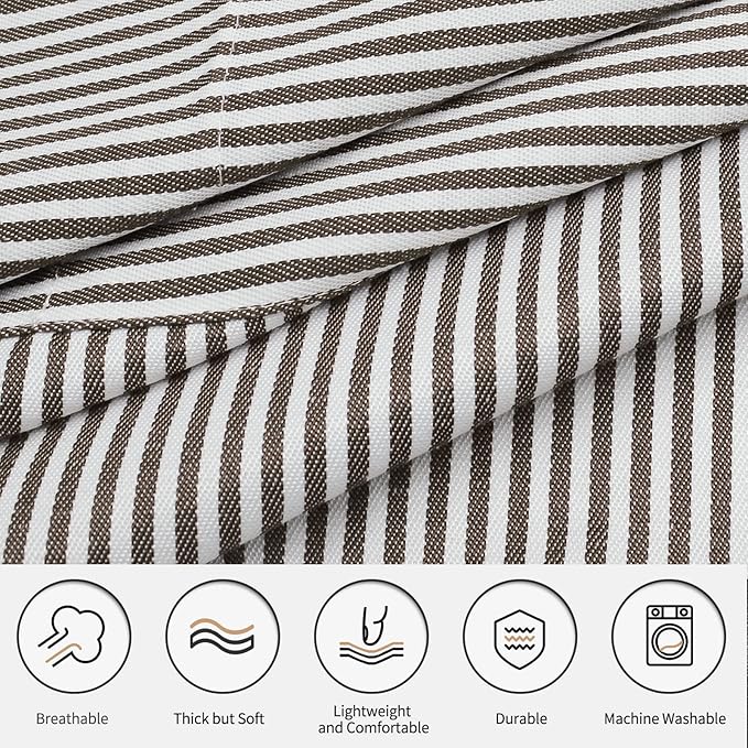 NLUS 2 Pack Kitchen Cooking Aprons, Adjustable Bib Soft Chef Apron with 2 Pockets for Men Women(Black/Brown Stripes)