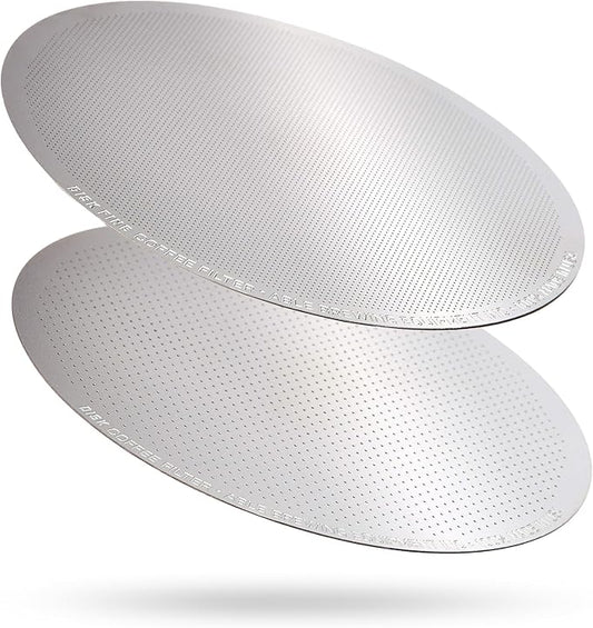 Able - DISK Stainless Steel Coffee Filter, AeroPress Coffee Maker-Compatible, AeroPress Accessories for Home & Cafes, 2.45” Reusable Coffee Filters (254-Micron Standard + 152-Micron Fine), Pack of 2