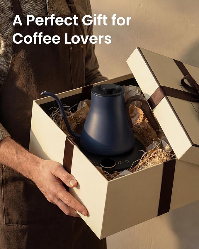 Gooseneck Electric Kettle, ±1℉ Temperature Control, Stainless Steel Inner, Quick Heating, for Pour Over Coffee, Brew Tea, Boil Hot Water, 0.9L (Navy Blue)