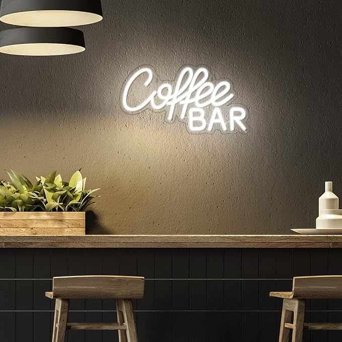 Kathfly Coffee Bar Neon Sign LED Neon Decor Modern LED Wall Sign for Shop Accessories for Cafe Restaurant Pub Art Party Decor(Coffee Bar)