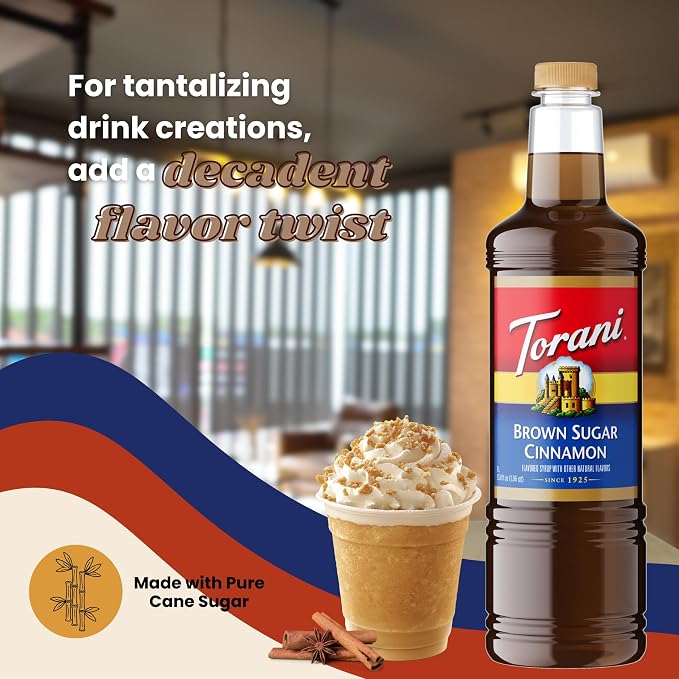 Torani Brown Sugar Cinnamon Syrup 1 Liter Bottle with Pump – Premium Coffee Flavoring Made with Pure Cane Sugar & Natural Flavors for Lattes, Oatmeal, Cocktails & Desserts – Café-Quality Sweetener - Image 7