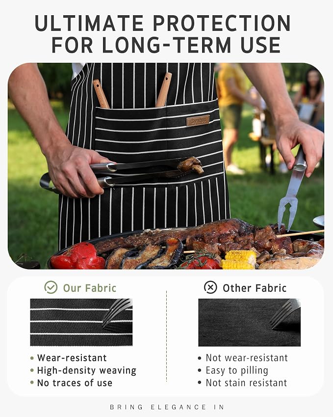 Syntus Chef Apron for Men Women with Pockets, Thick Grilling BBQ Apron | Machine Washable, Thick & Soft, Full Coverage, Adjustable Strap, Long Ties, 2 Pockets, Multi-Purpose, BBQ, Gift - Image 6