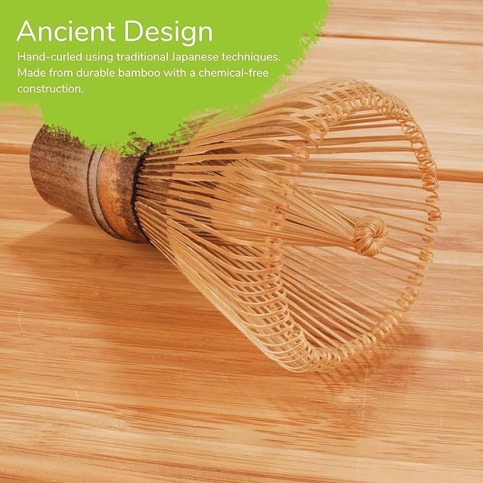 BambooMN Matcha Whisk Set - Chasen (Tea Whisk), Chashaku (Hooked Bamboo Scoop), Deep Scoop - Black - 2 Sets