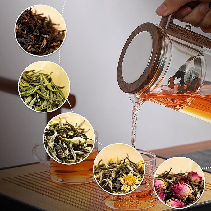 MACTANO Enchant Series Glass Magic Teapot with Magnetic Infuser, Modern Personal Tea Pot for Loose Leaf Tea Visual Brewing Easy Clean - 27.05 oz