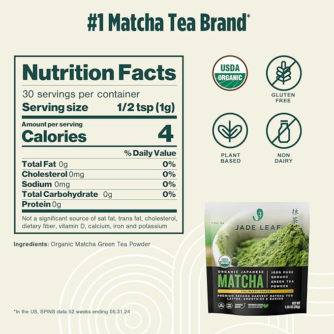 Jade Leaf Matcha Organic Culinary Grade Matcha Powder - Japanese Green tea for Baking, Smoothies, Lattes, and Skin Care, 30g / 1.06 Ounce (Pack of 1)