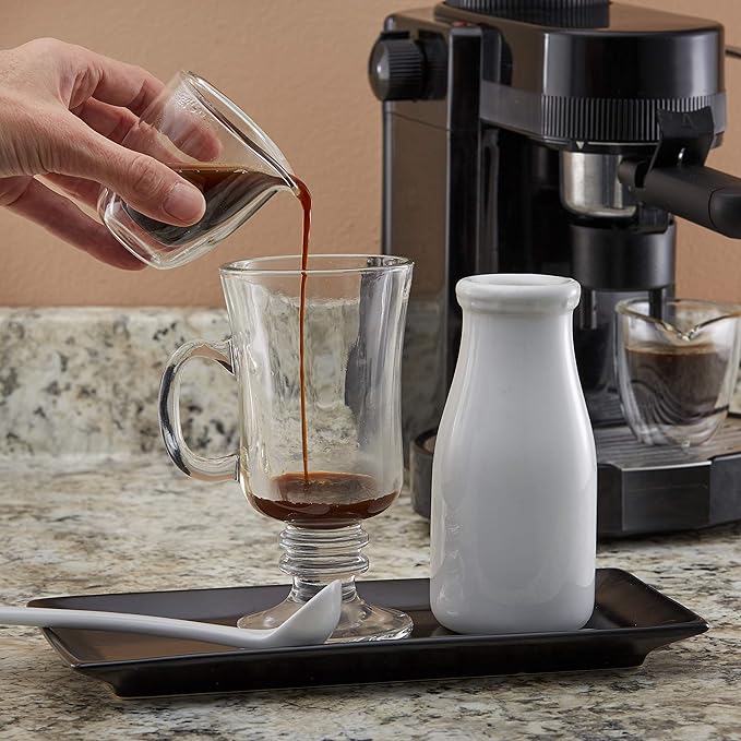 Pouring Espresso Cups Set of 4 - Glass Espresso Cup Shot Glass with Spout 2.7 OZ - Double Espresso Cups - Small Doppio Double Walled Clear Espresso Cup - Expresso Coffee Cup - Espresso Accessories