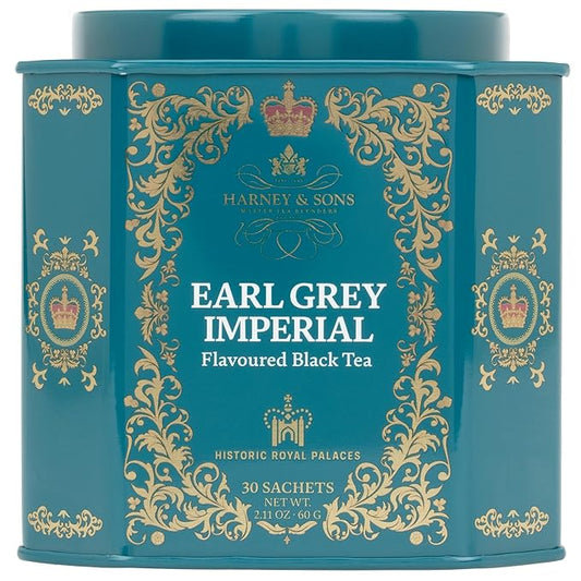 Harney & Sons HRP Earl Grey Tea, 30 Sachets, HRP Earl Grey Imperial (Tin Design May Vary)