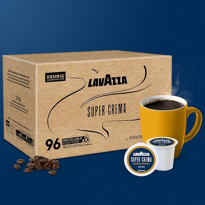 Lavazza Super Crema, Single Serve Keurig® K-Cup® Pods, Medium Espresso Roast Coffee, 1 Box, 96 Count