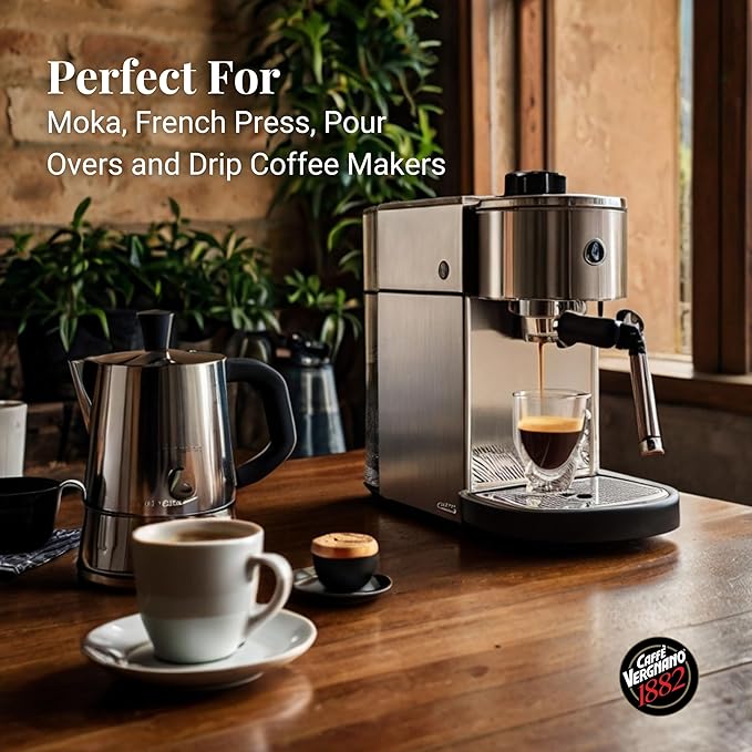 Caffe Vergnano 1882 Antica Bottega Whole Bean Arabica Medium Roast Espresso - Italian Coffee Beans Chocolate, Nuts and Caramel Notes, Intensity 5/10, 3.3 lbs