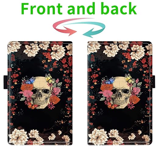 Server Books for Waitress, with 7 Large Pockets, Waiter Serving Book, Waitstaff Server Order Pads, Cute PU Leather Server Book with Pen Holder Fit Server Apron, Flower Skull Roses Butterfly - Image 2