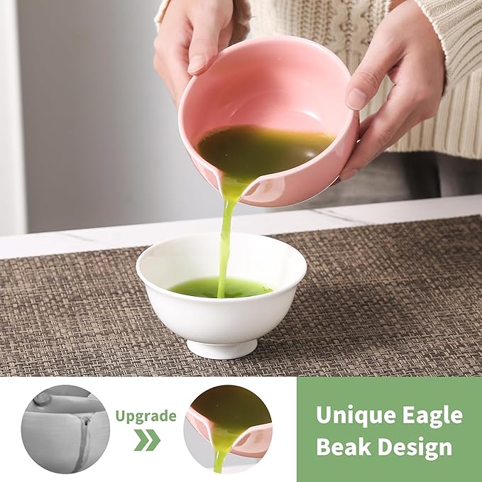 Matcha Whisk Set 5 Pcs, Matcha Kit Set Includes Matcha Bowl, Matcha Whisk and Holder, Bamboo Scoop and Sifter, Ceramic Matcha Set, Matcha Tea Set, Ideal Gift for Family/Friend (Pink)