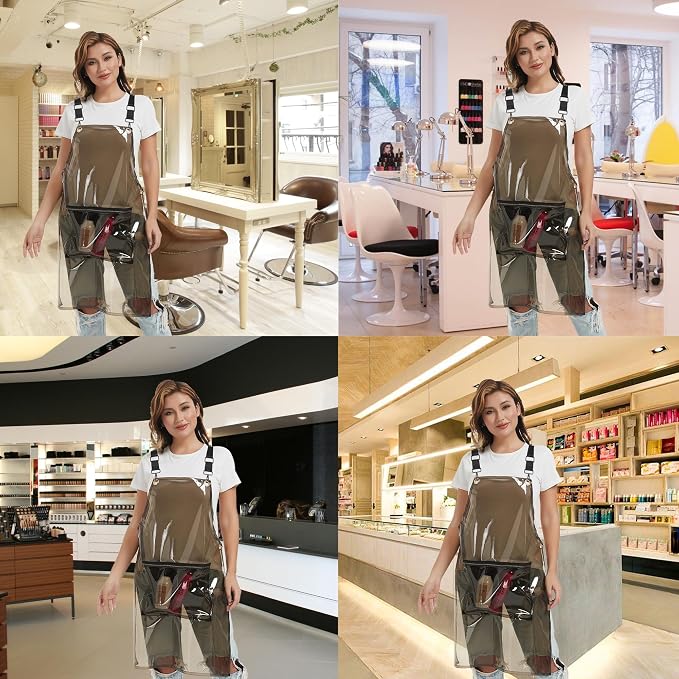 Hair Stylist Apron with pocket - Waterproof Transparent Salon Apron,One-Size-Fits-Most, Adjustable webbing - Image 5