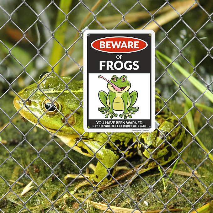 SmartSign Funny Beware Of Frogs Warning Sign - 10"x7", 40 mil Laminated Rust-free Aluminum - Metal Signs for Wall Decor, Outdoors, Patio, Gifts, Cafe - Frogs Theme, Made in USA - Image 3