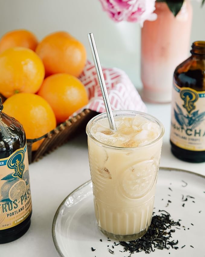 Portland Syrups Bright Chai Syrup - Coffee, Cocktails, Mocktails & Sodas - Premium Concentrate - Orange Pekoe, Ginger, Cinnamon, Cloves & Cardamom - Organic Cane Sugar - 12 oz, 24 Servings (Pack of 1)