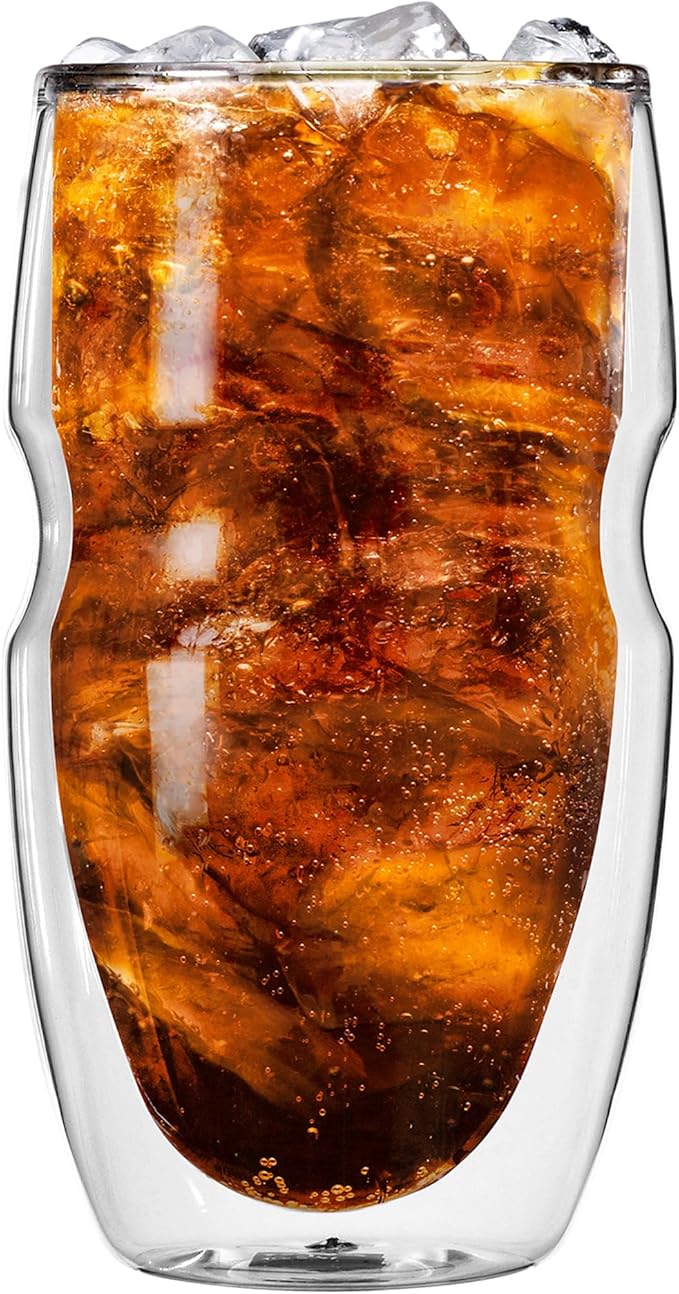 Ozeri Serafino Double Wall Insulated Iced Tea and Coffee Glasses, 16-Ounce, Set of 2