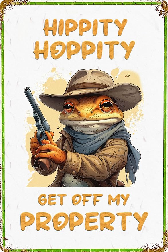 Wall Decor Signs Frog Sign Funny Metal Tin Signs Vintage Bedroom Door Decor Hippity Hoppity Get Of My Property Sign No Trespassing Signs Warning Sign Retro Frogs For Home Room Rules Sign 8 X 12 In by WSUPBPR