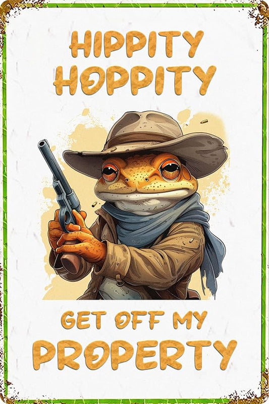 Wall Decor Signs Frog Sign Funny Metal Tin Signs Vintage Bedroom Door Decor Hippity Hoppity Get Of My Property Sign No Trespassing Signs Warning Sign Retro Frogs For Home Room Rules Sign 8 X 12 In by WSUPBPR