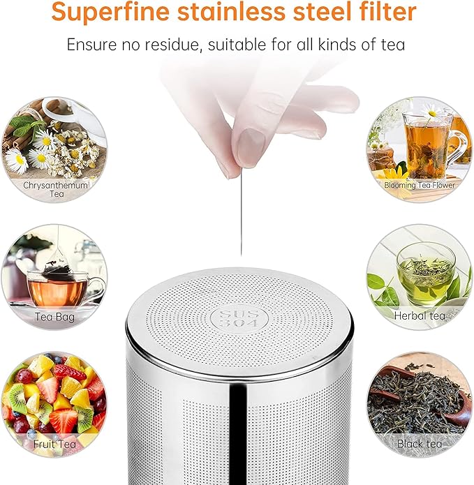 Glass Teapot, 40oz/1200ml Tea Pot with Removable Infuser for Loose Tea, Stovetop Safe Borosilicate Glass Tea Kettle with Strainer and Lid, Hand Crafted Clear Teapot with Scale Line, Tea Brewer Guide