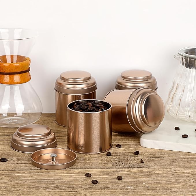 JUXYES Pack of 6 Tea Tins Canister with Airtight Double Lids, 8 fl oz Loose Leaf Tea Storage Airtight Kitchen Canisters Tins Can Box for Storage Loose Tea Coffee Herbs and Spices