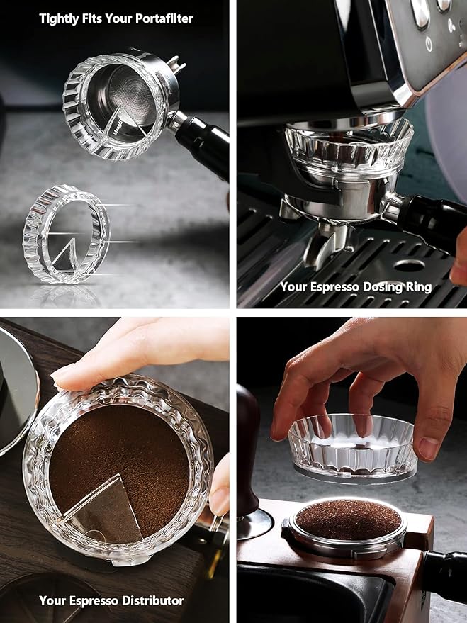 Moka Pot Dosing Ring & Coffee Distributor 2in1 Coffee Maker Dosing Ring For Moka Express Fast Distribute and Tamp, Avoid Mess And Wast