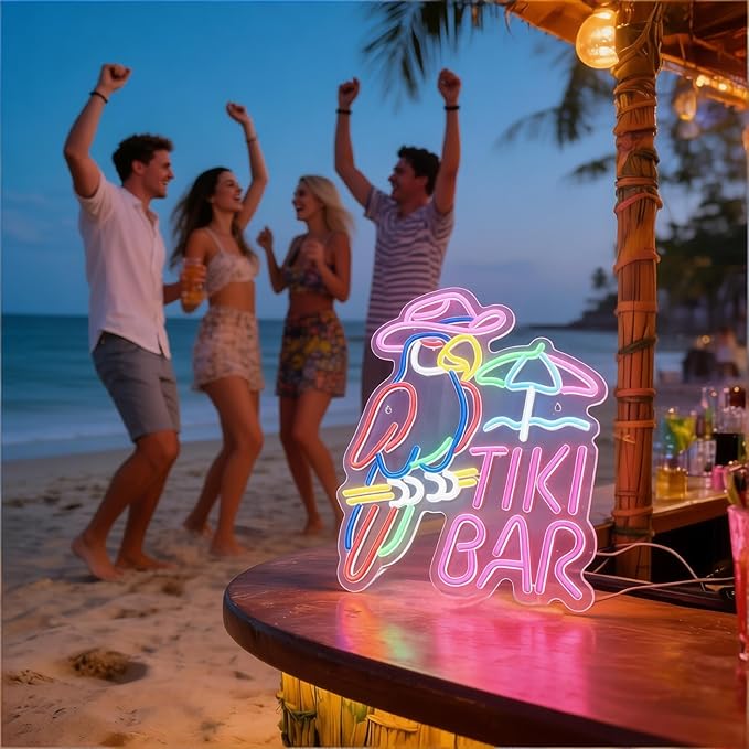 Tiki Bar LED Neon Sign, USB Powered Decorative Neon Light for Bar Party Home Patio Living Room Wall Table Tiki Theme Decor 12.6 x 16.9 In - Image 6