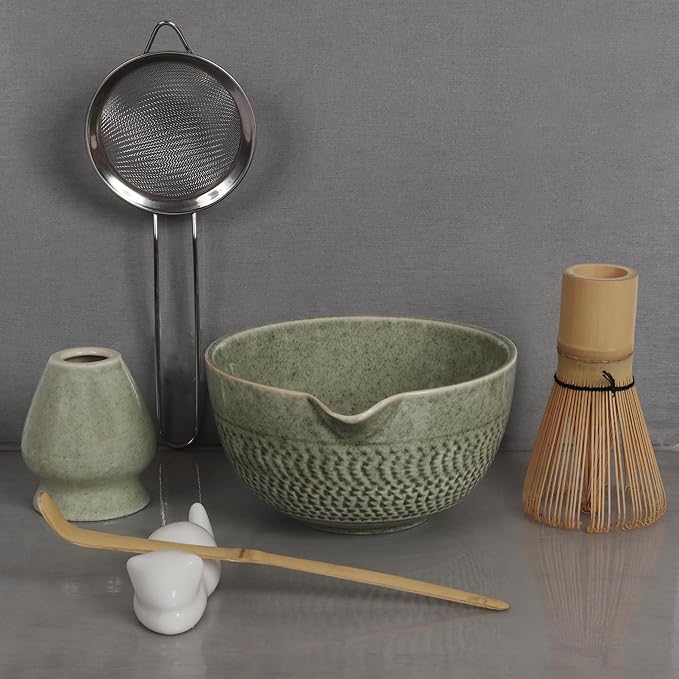 Matcha Whisk Set, 8-Piece Japanese Matcha Set - Ceremony Matcha Set with Matcha Sifter, Matcha Bowl, Whisk Holder, Matcha Whisk, Scoop & Magnetic Gift Box for Matcha Lovers - Matcha Kit