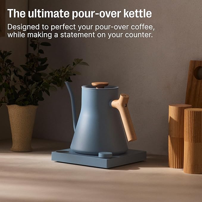 Fellow Stagg EKG Pro Electric Gooseneck Kettle - Pour-Over Coffee and Tea, Quick Heating, Precise Temperature Control, Scheduling, Built-in Brew Timer, Hazy Blue, 0.9 Liter